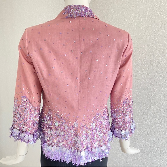 Vintage Anna Molinari Blumarine sequin embellished lavender pink jacket - Picture 8 of 16